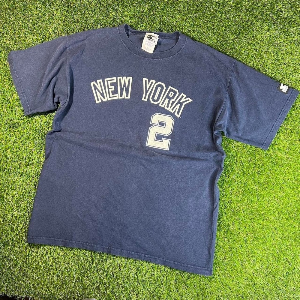Vintage Derek Jeter New York Yankees Starter T Shirt MLB 1999 Navy Size Large